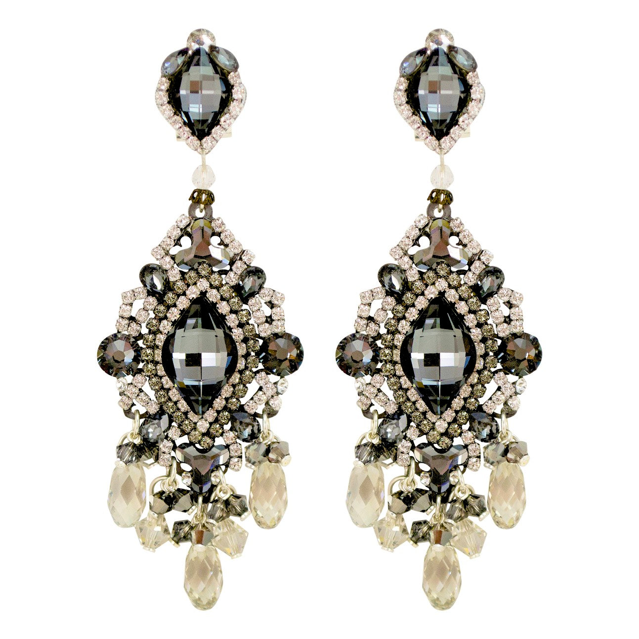 Sara Fashion Jewellery Luxuria Edition Brass Gold and Grey Crystal Chain  Drop Tassel Earring for Women : Amazon.in: Fashion